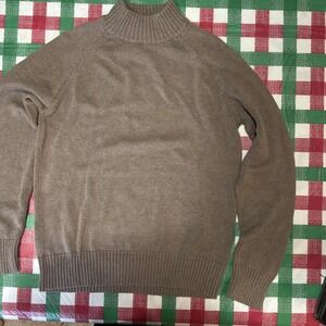 Jeanne Pierre Y2K Tan Brown Turtleneck Sweater Women's Size L 100% Cotton